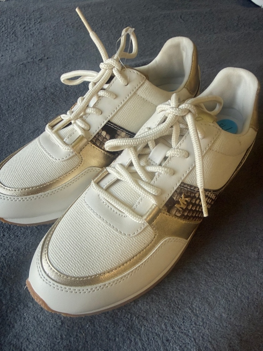 Michael Kors Women Cream and Gold Sneakers - Picture 6 of 12